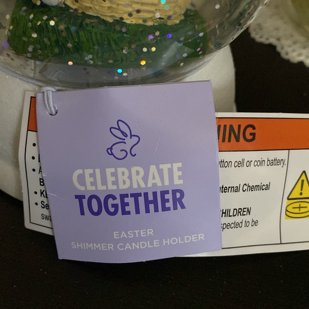🆕🐰 LIMITED EDITION EASTER/SPRING SHIMMER WATER GLOBE CANDLE HOLDER. BRAND NEW! - Picture 9 of 10